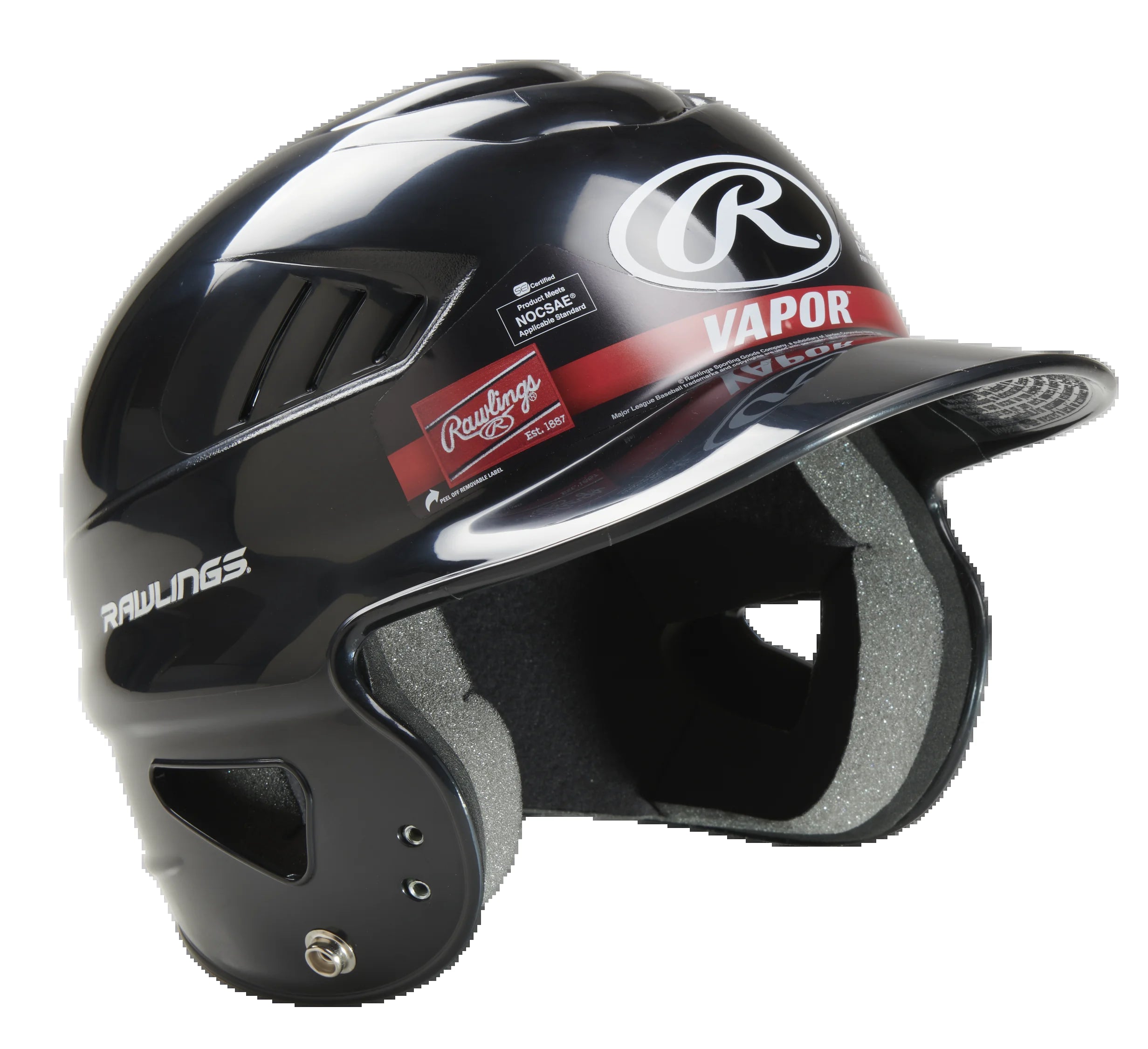 | Vapor Youth Baseball Batting Helmet | 6 1/2" - 7 1/2" One Size Fits Most |Black