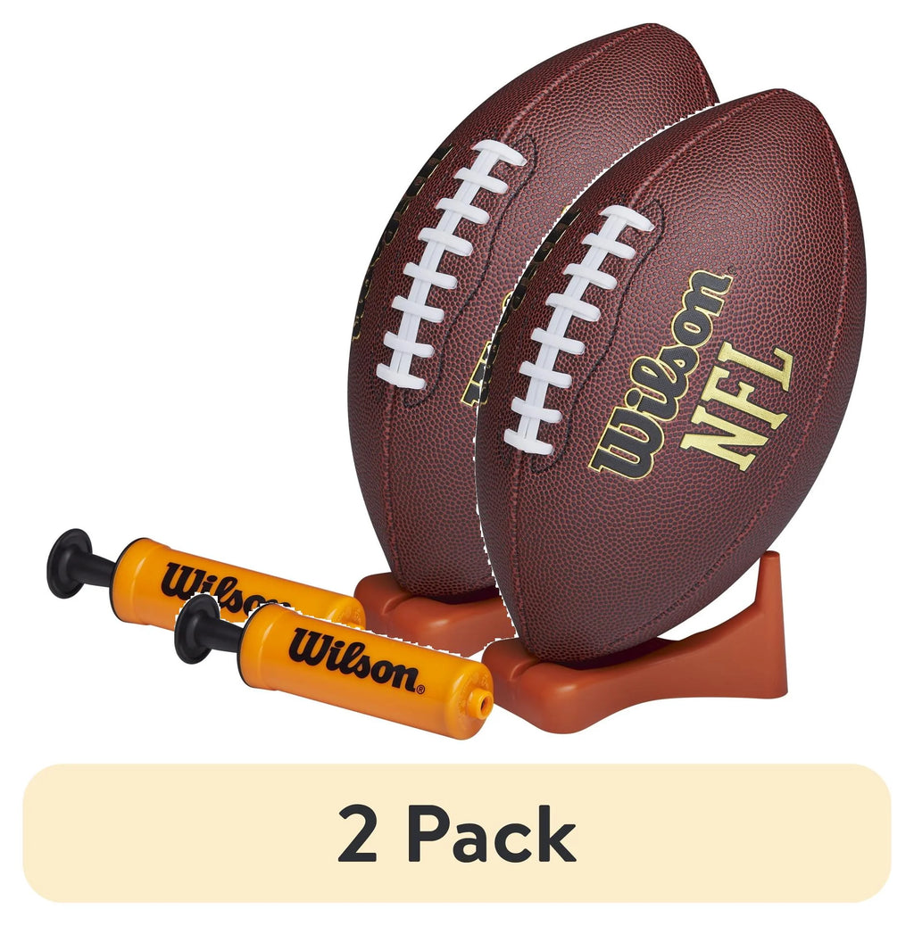 (2 Pack)  NFL Tailgate Time Football with Pump and Tee, Junior Size
